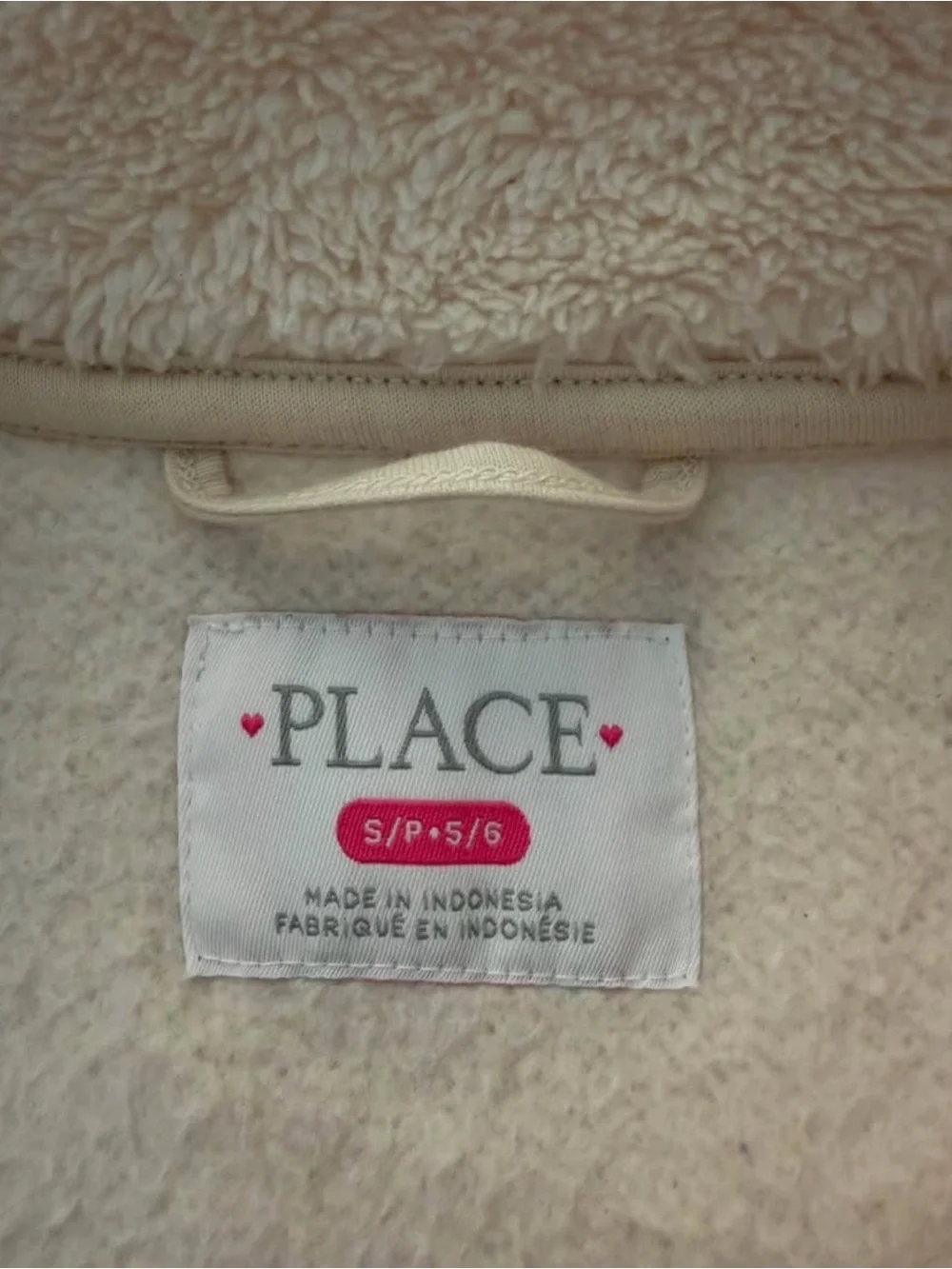The Children's Place Cream Sherpa Puffer Jacket with Tan Trim
